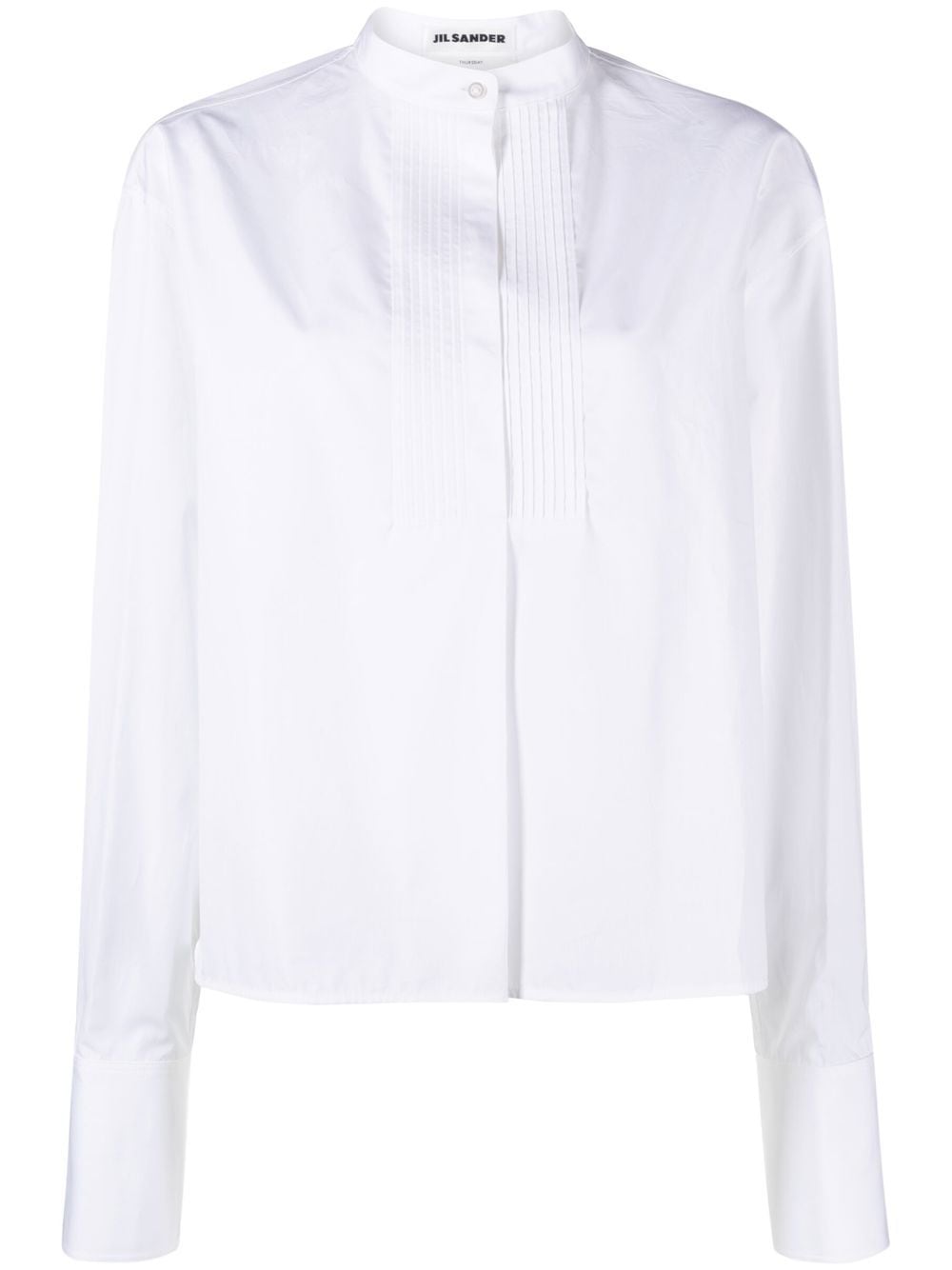 Shop Jil Sander Band-collar Cotton Shirt In White