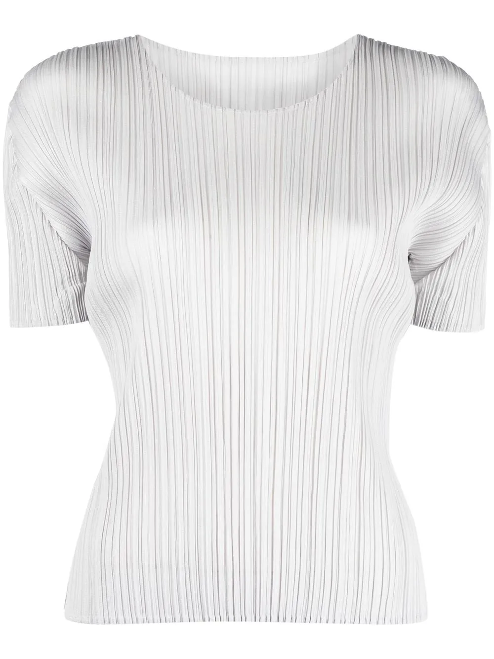 

Pleats Please Issey Miyake pleated scoop-neck top - Grey