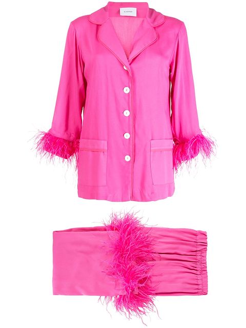 Sleeper Party feather-trim pyjama set
