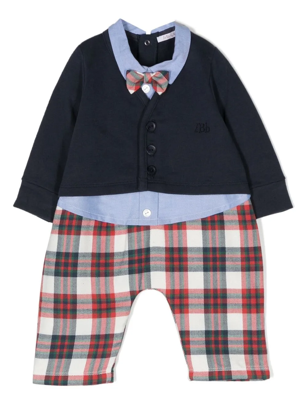 

Le Bebé Enfant tartan bow-tie trouser set - Blue
