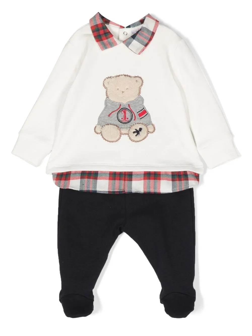 

Le Bebé Enfant bear appliqué detail trouser set - Blue