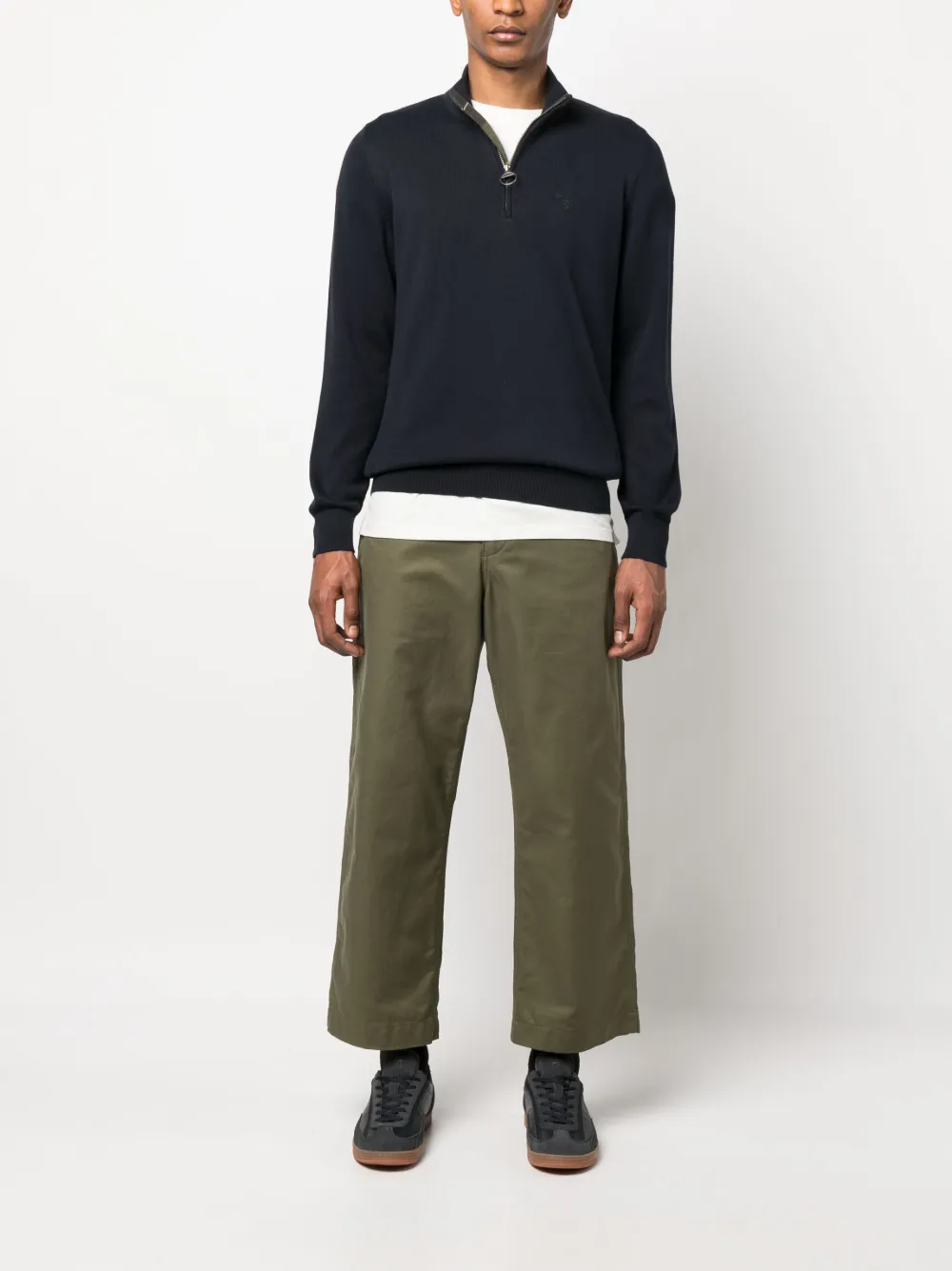 Barbour Trui met geborduurd logo - Blauw