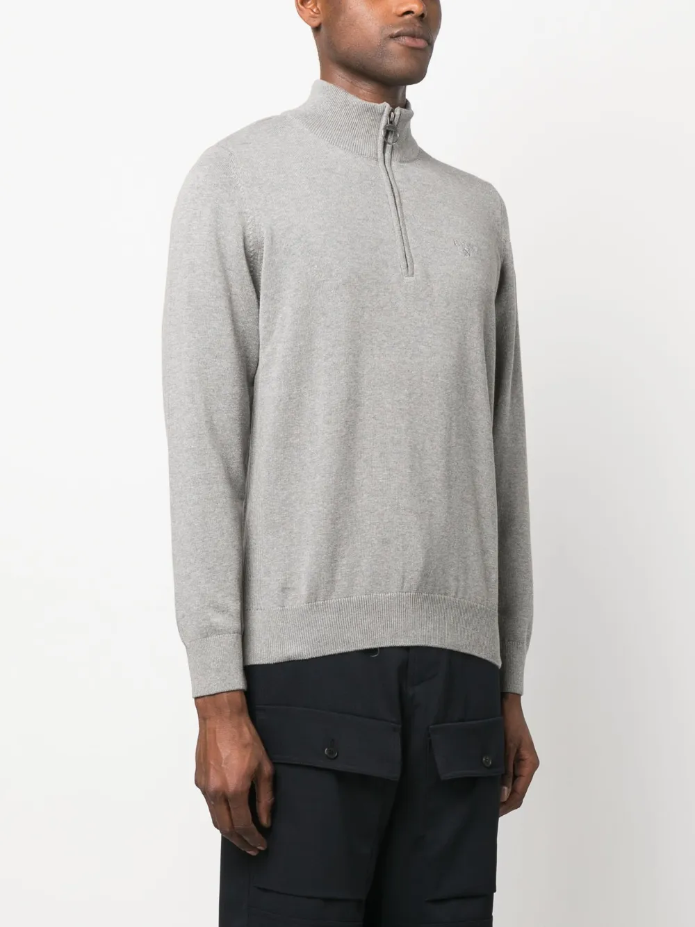  Barbour Embroidered-logo High-neck Jumper - Grey 