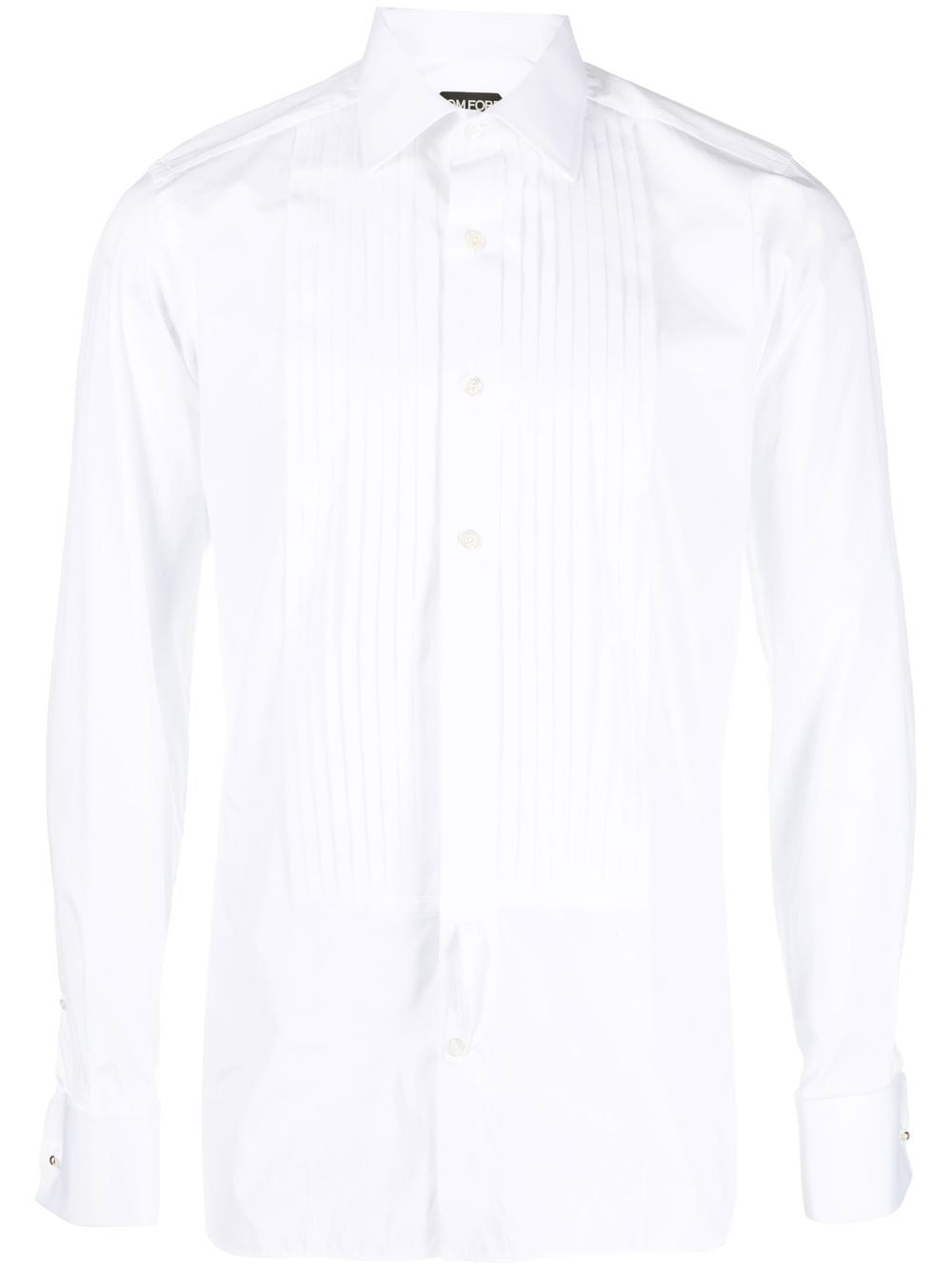 Tom Ford Pleat-detail Cotton Shirt In White Solid