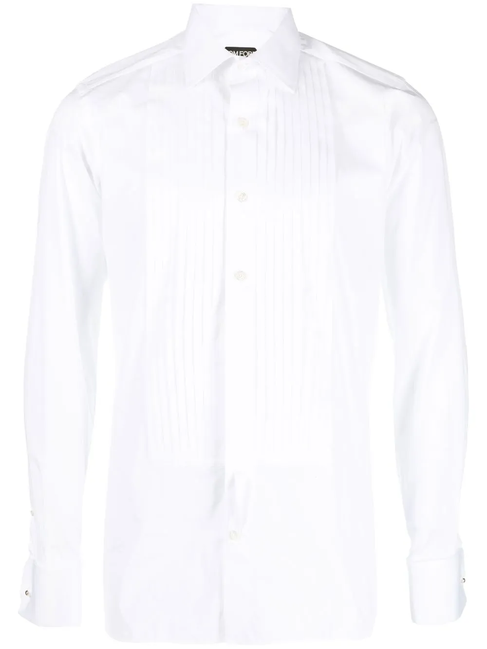 Tom Ford Pleat-detail Cotton Shirt In White Solid