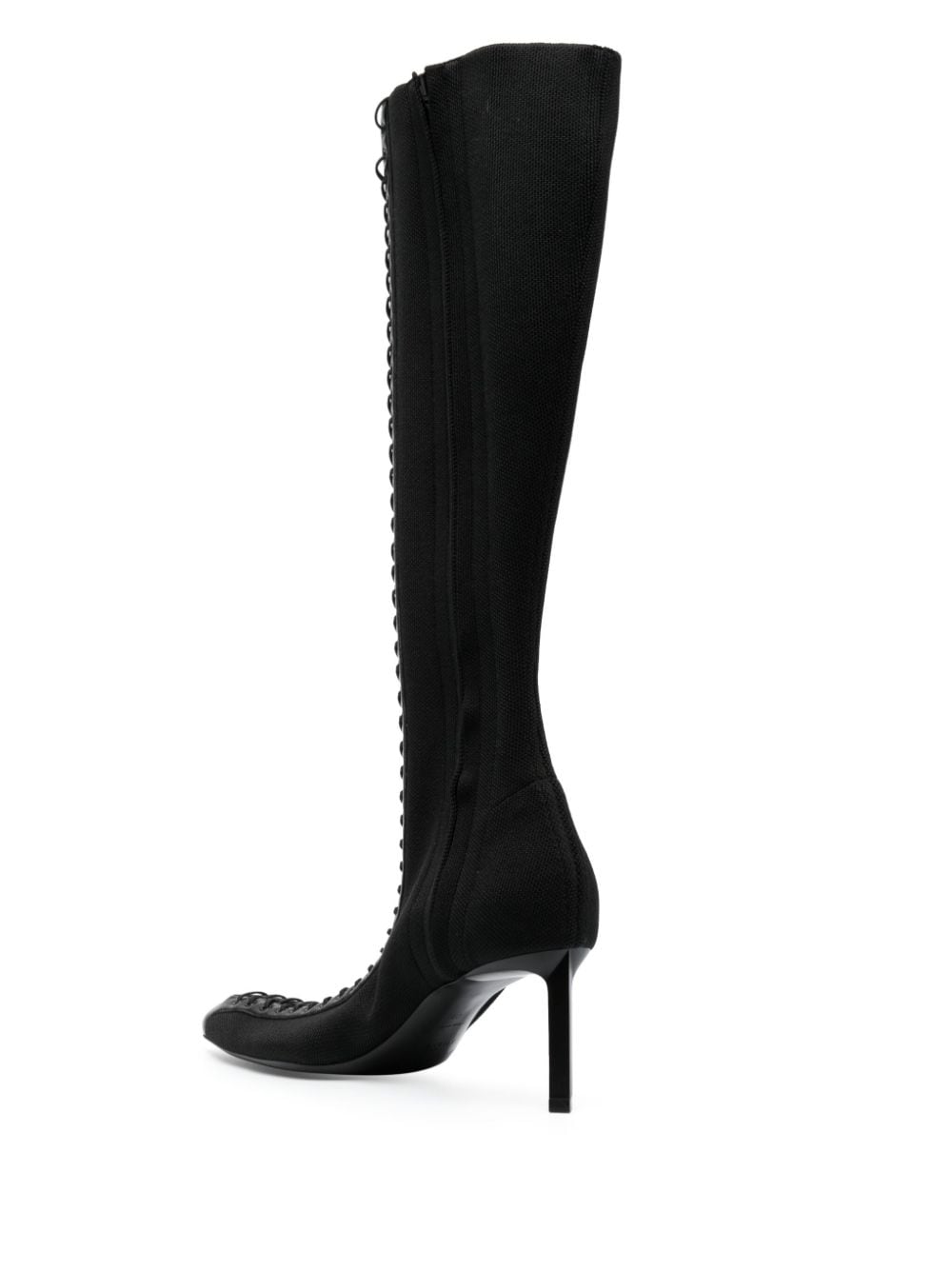 Shop Givenchy Knee-high 70mm Lace-up Leather Boots In Black