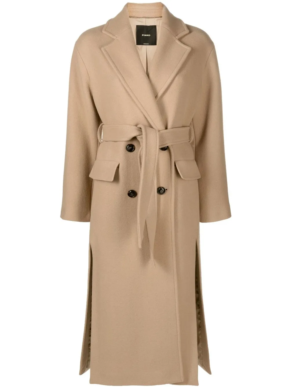 

PINKO double-breasted side-slit coat - Neutrals