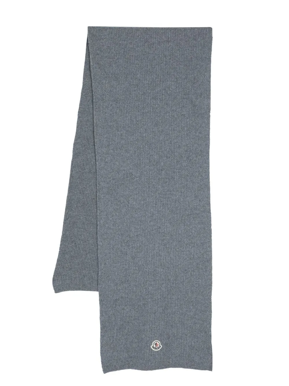 

Moncler Ribbed-knit logo-patch scarf - Grey