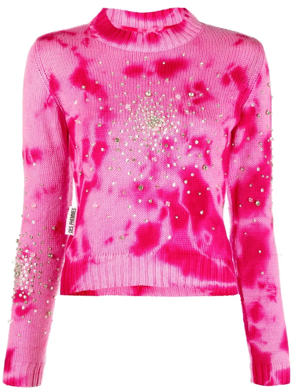 

DES PHEMMES crystal-embellished tie-dye jumper - Pink