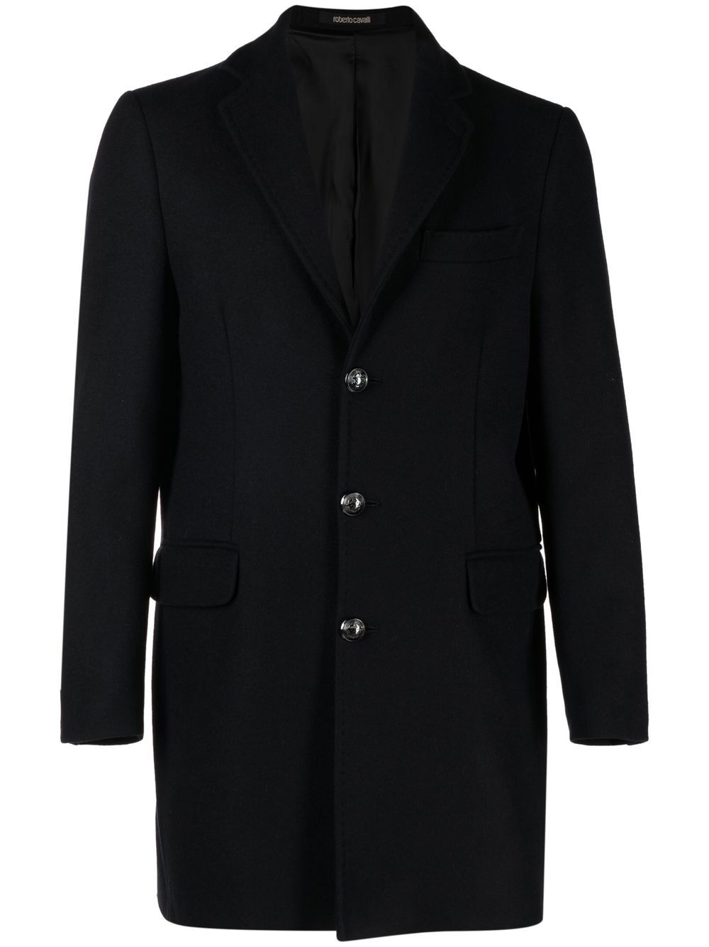 Roberto Cavalli single-breasted wool-cashmere coat - Black