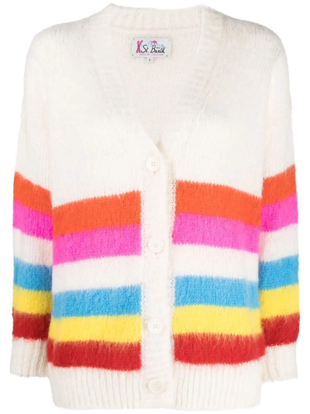 

MC2 Saint Barth horizontal-stripe cardigan - White
