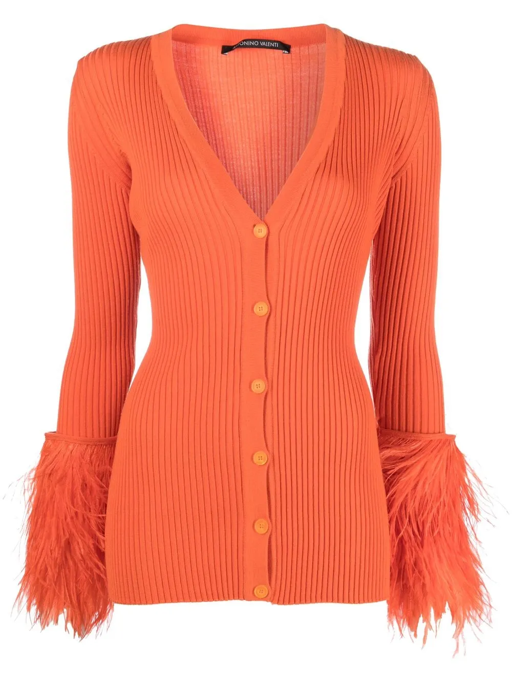 

Antonino Valenti feather cuff knit cardigan - Orange