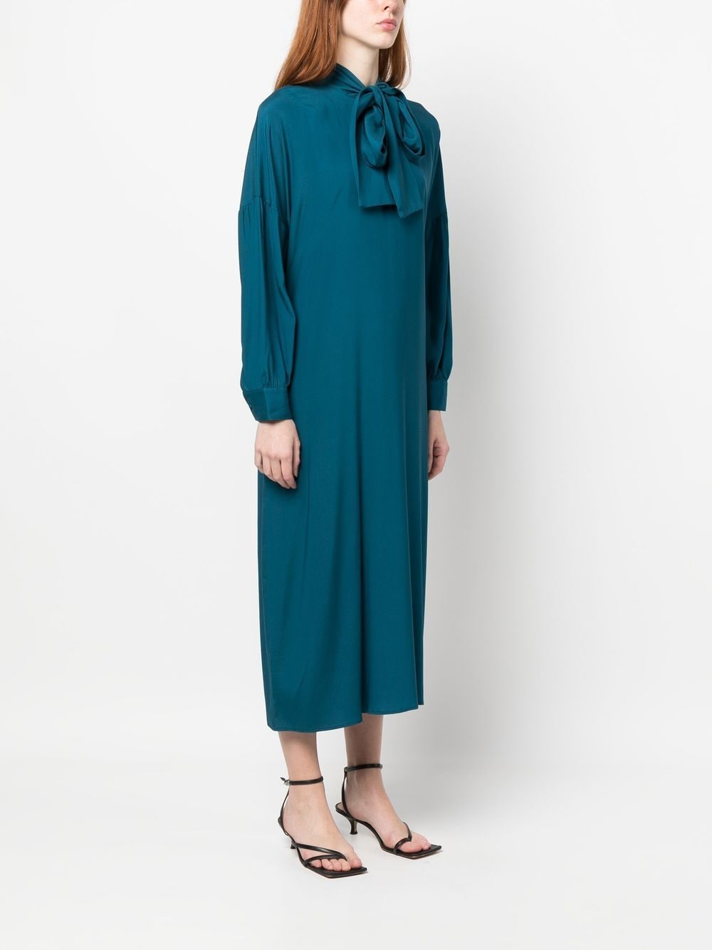 Shop Paula Scarf-detail Midi Dress In Blue