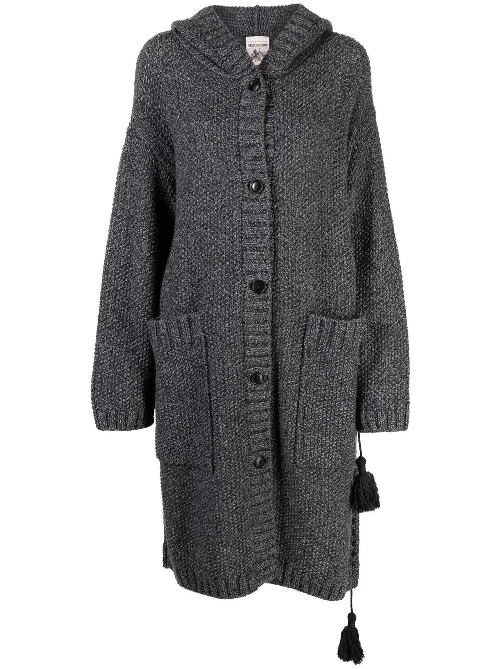 

Semicouture cárdigan con capucha y botones - Gris
