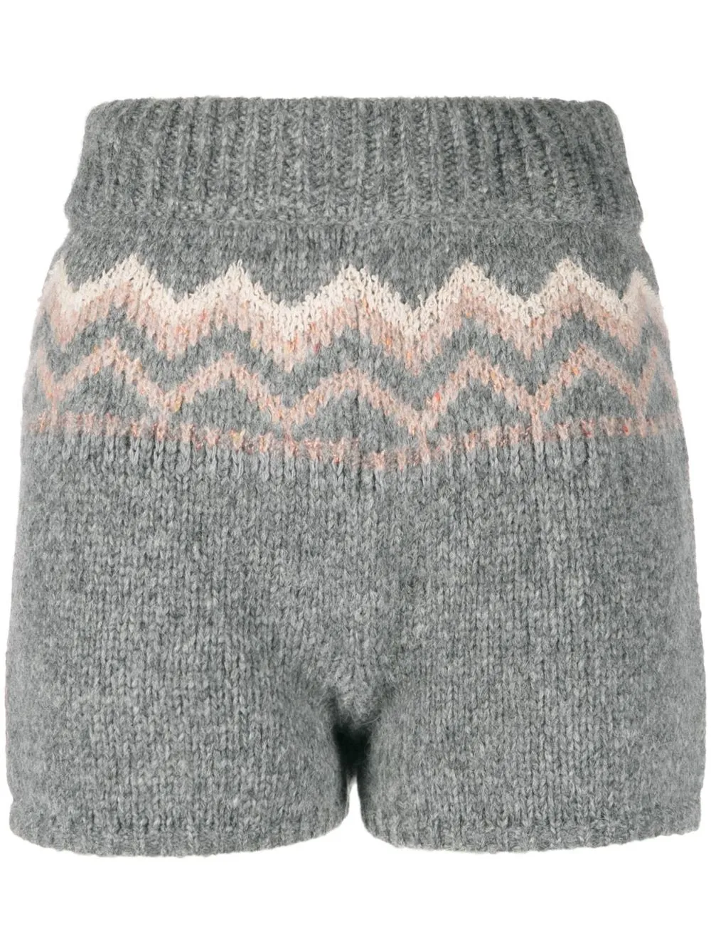 

Ermanno Scervino zig-zag pattern knitted shorts - Grey