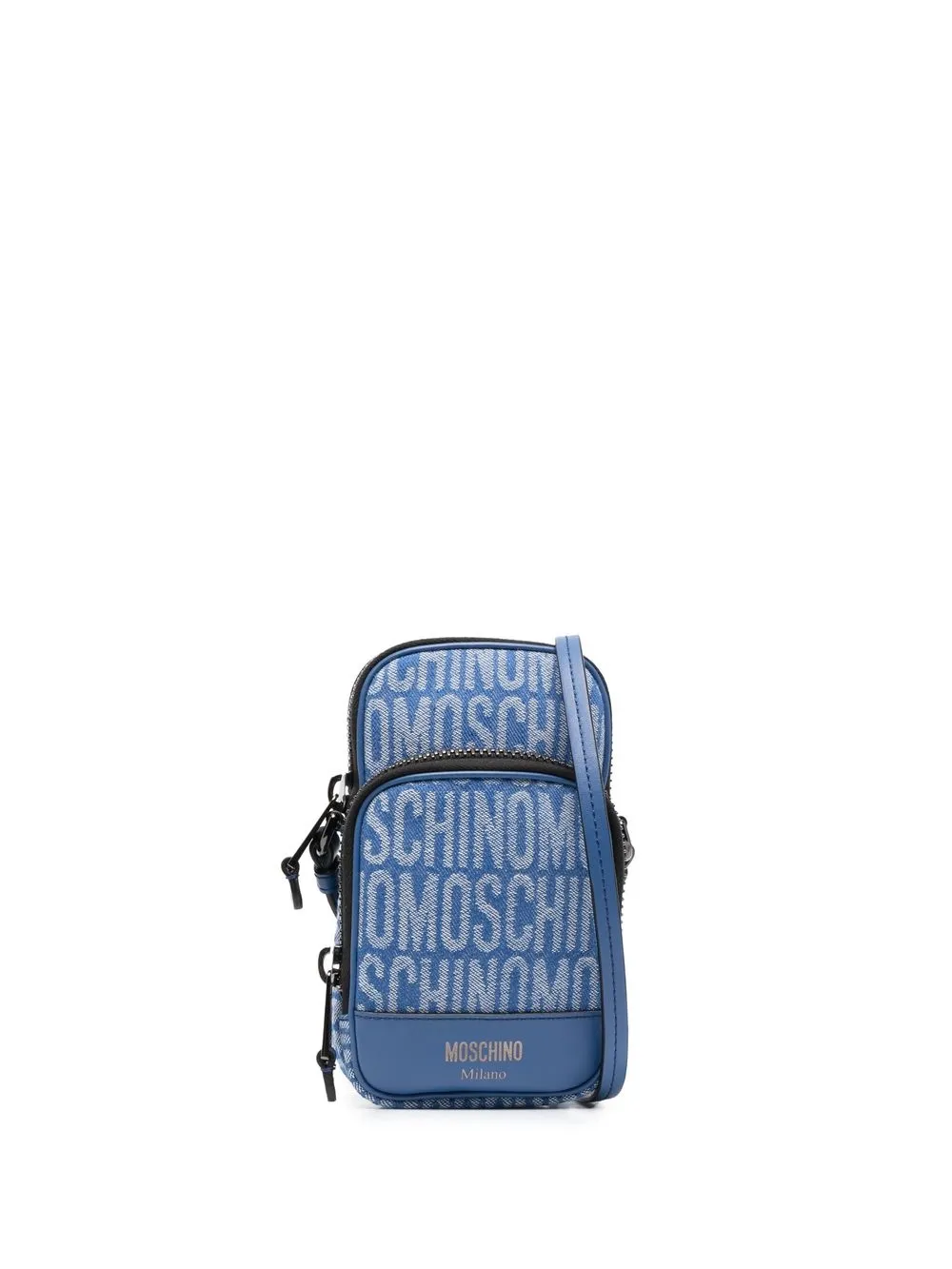 

Moschino logo-jacquard denim cross-body bag - Blue