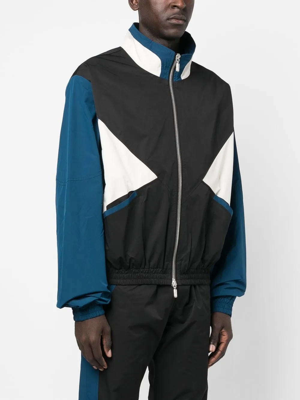 Rhude Colour-block Zip-up Sports Jacket In Black