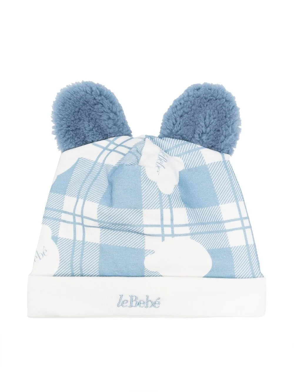 

Le Bebé Enfant pop-up animal ears check-pattern beanie - Blue