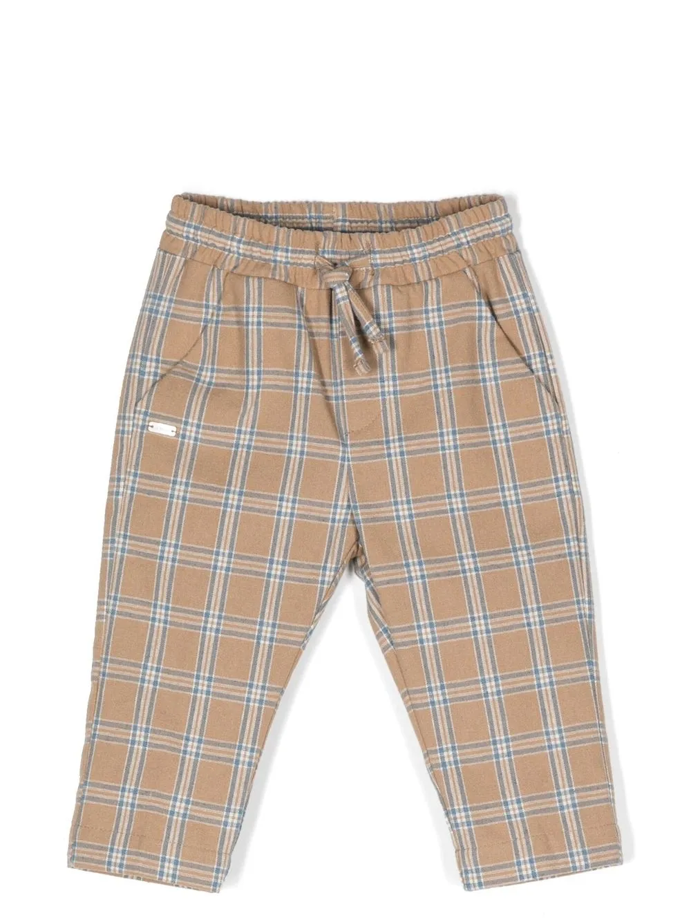 

Le Bebé Enfant tartan-check drawstring trousers - Brown