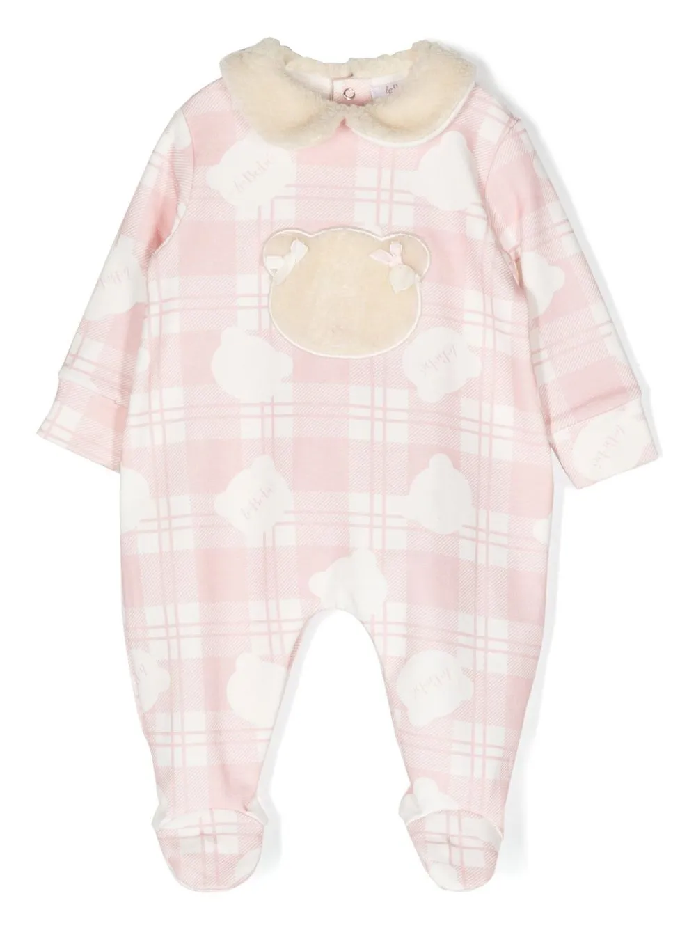 

Le Bebé Enfant tartan teddy-bear-print babygrow - Pink