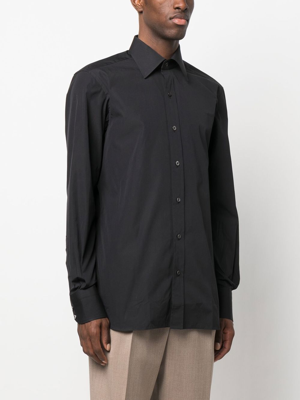 Shop Tom Ford Long-sleeve Cotton Shirt In Schwarz