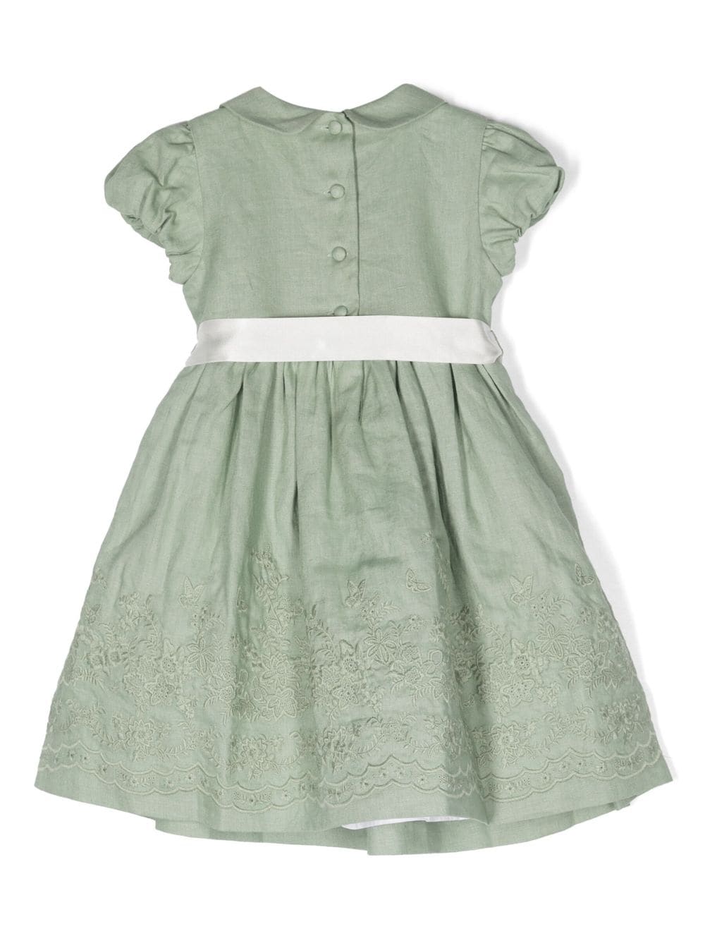 Shop Ralph Lauren Embroidered-detail Belted Dress In Green