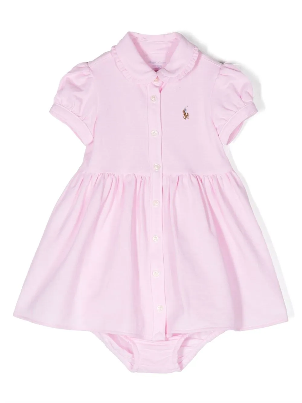 

Ralph Lauren Kids ribbed collar polo dress set - Rosado