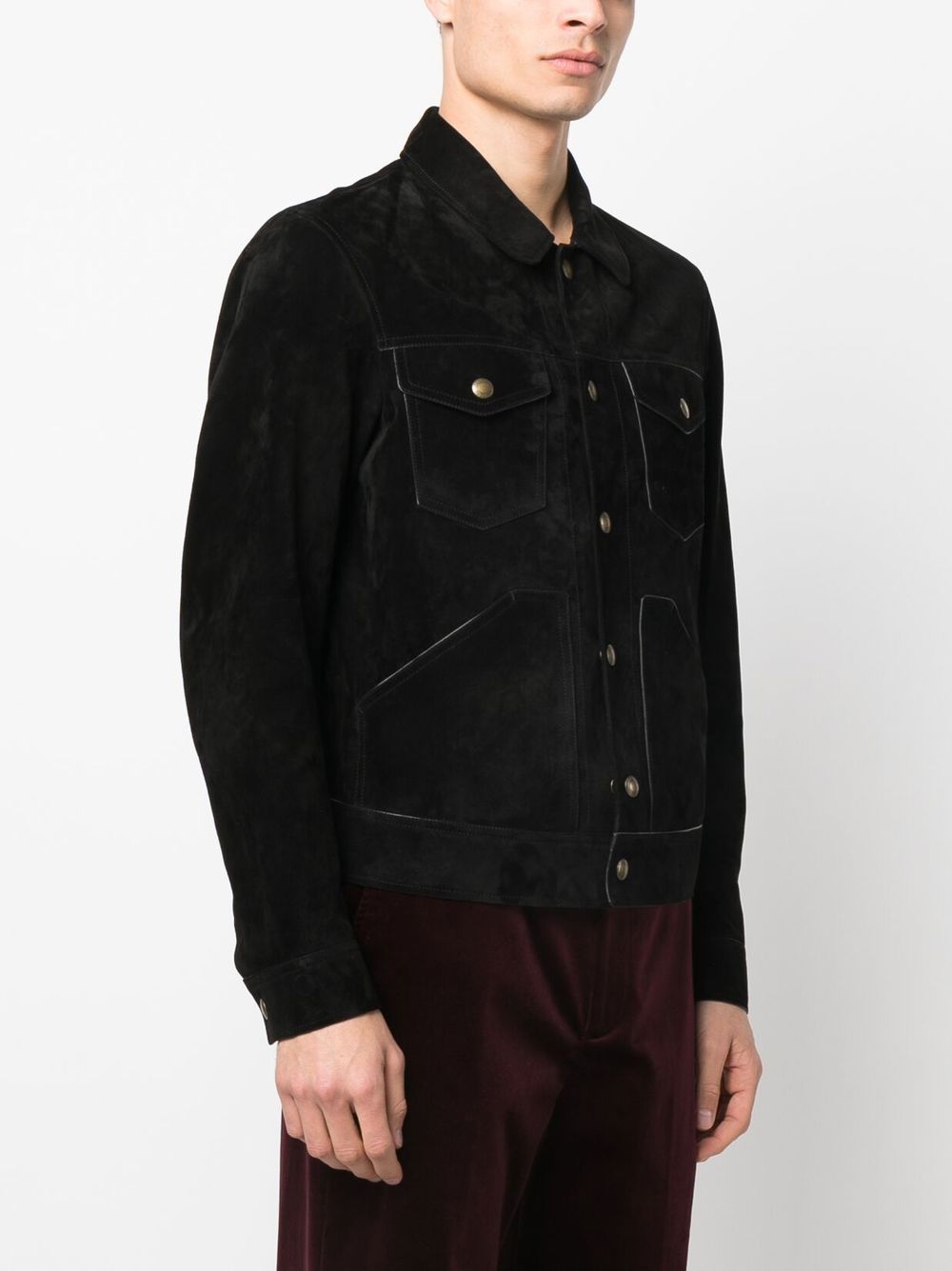 Shop Tom Ford Four-pocket Suede Western Jacket In Black