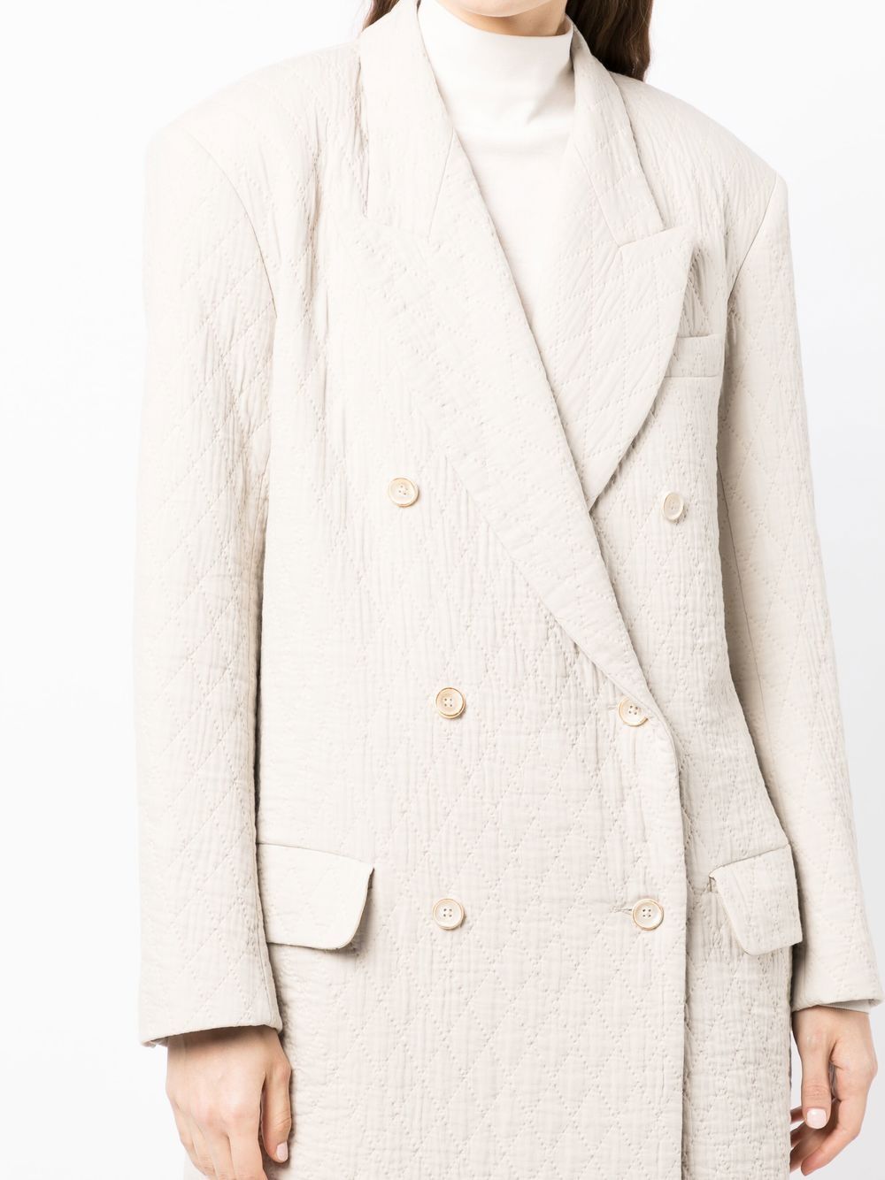 Shop Uma Wang Double-breasted Tailored Coat In Neutrals