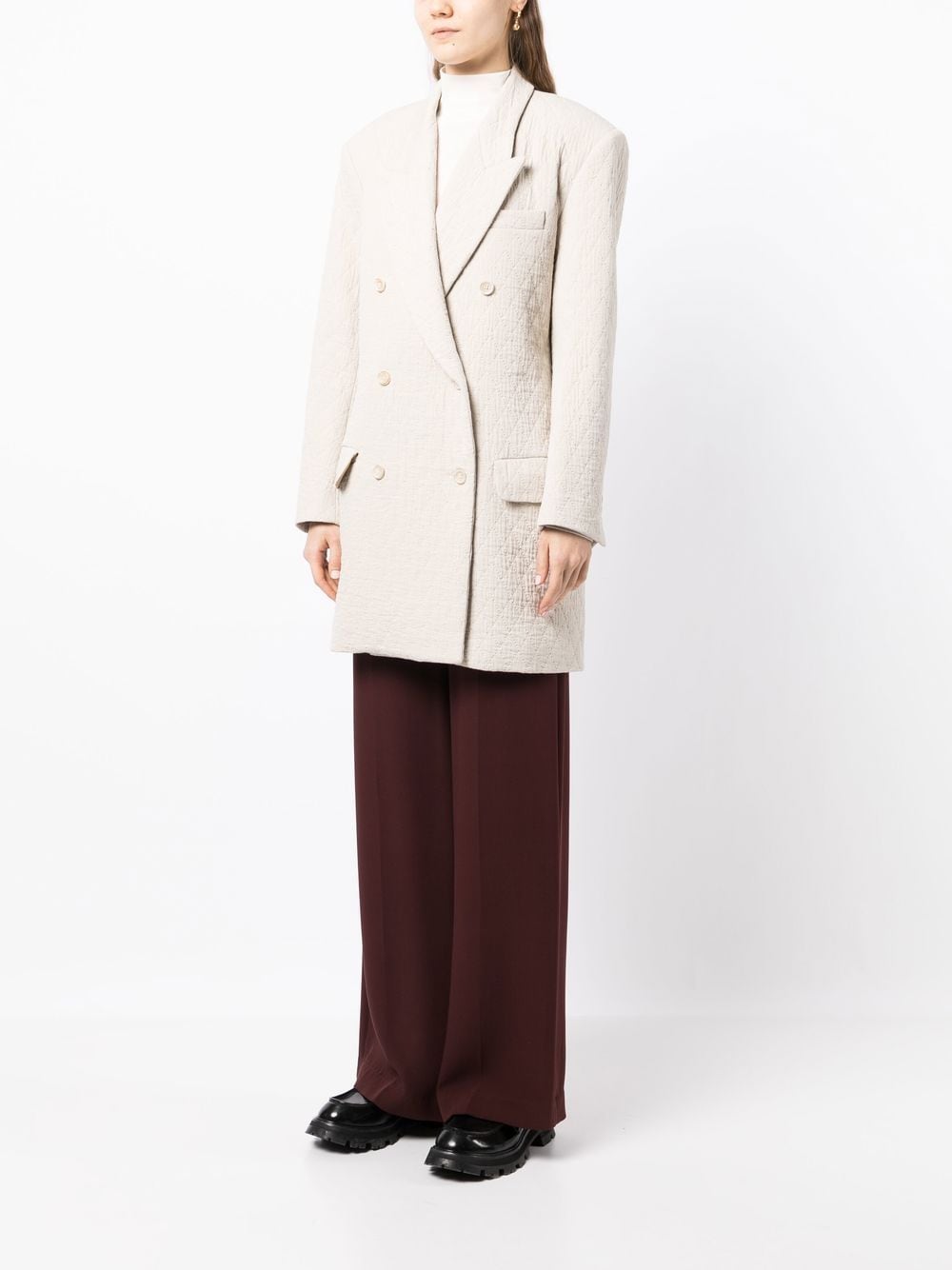 Shop Uma Wang Double-breasted Tailored Coat In Neutrals