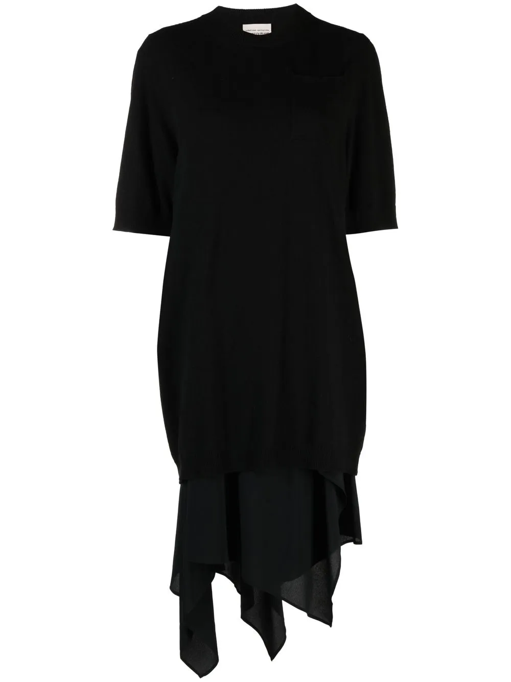 

Semicouture layered asymmetric-hem knit dress - Black