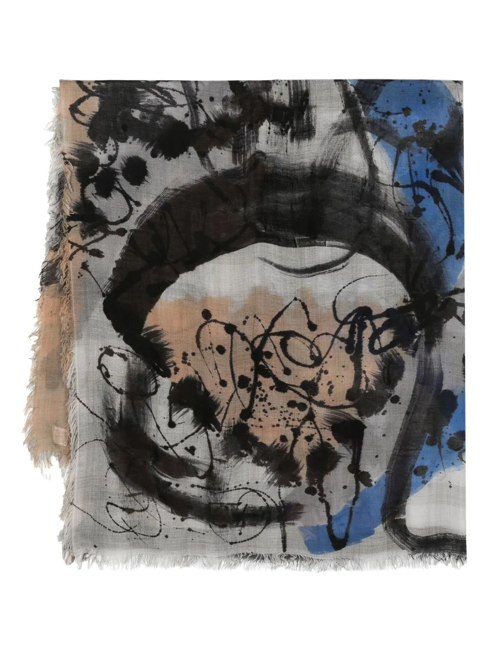 

Faliero Sarti paint-splatter silk scarf - Brown