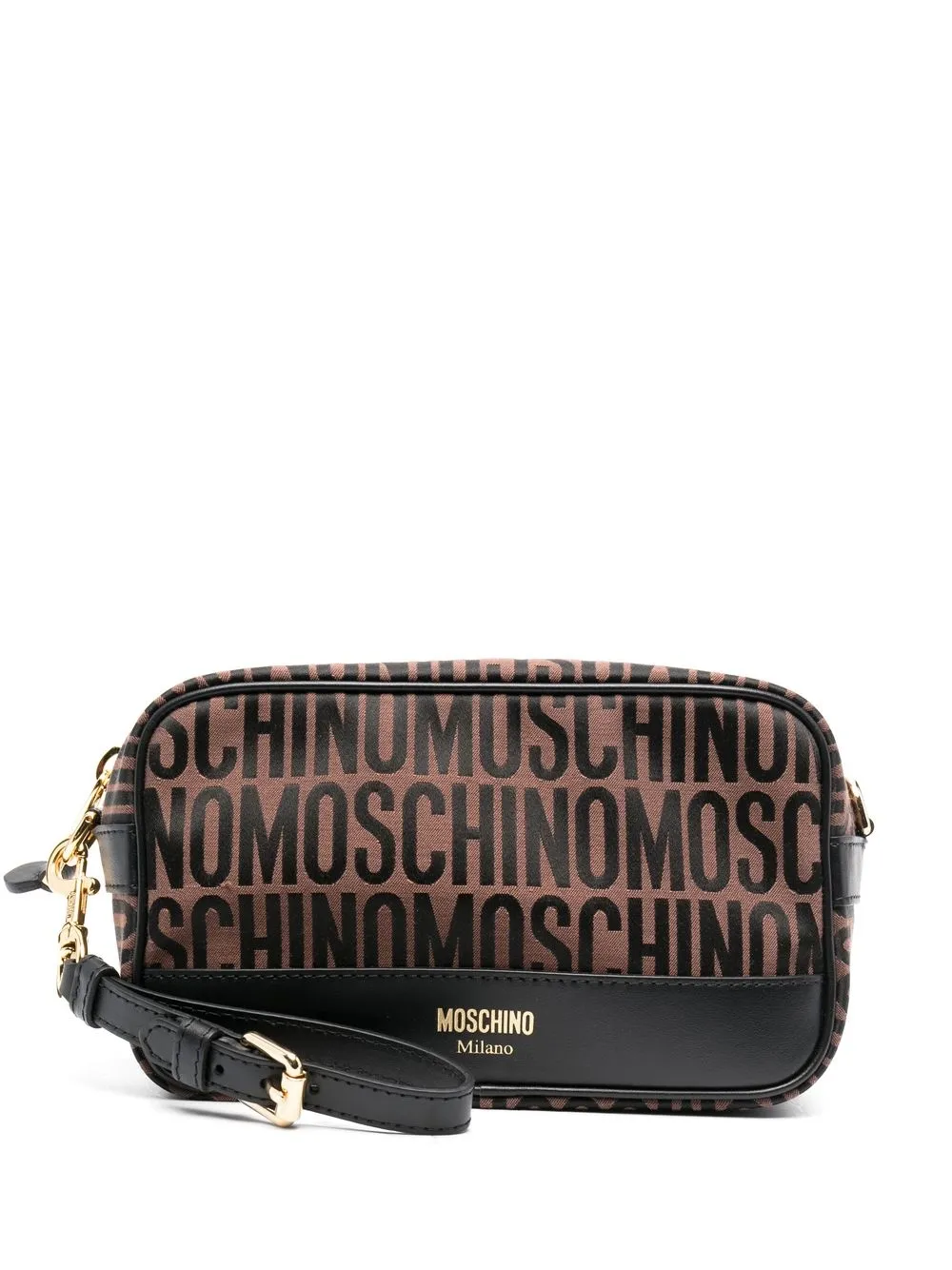 

Moschino logo-jacquard motif makeup bag - Brown