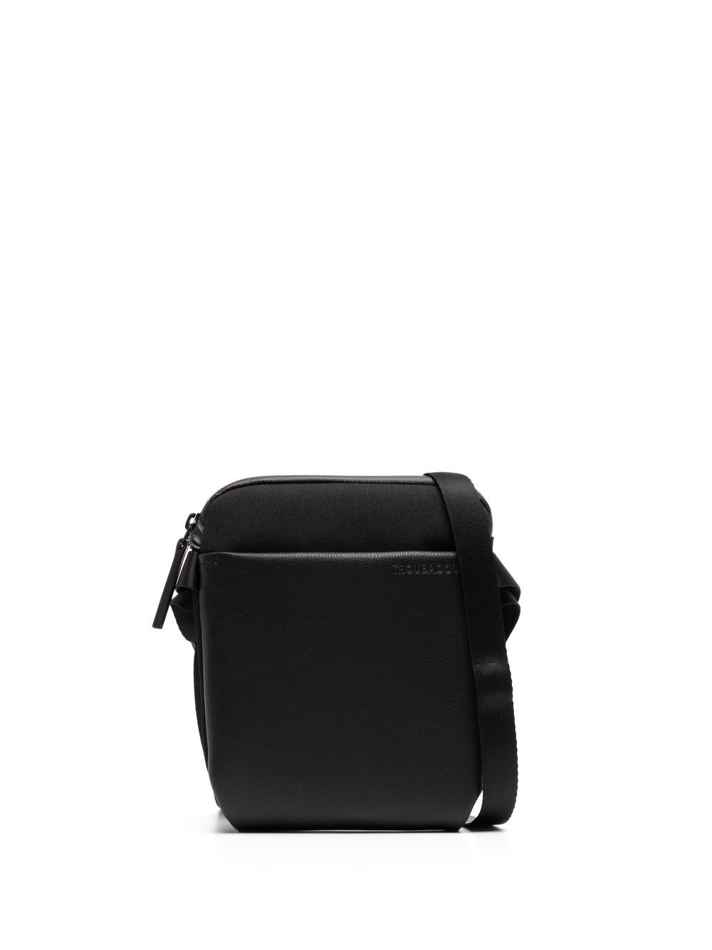 Shop Troubadour Compact Vegan Leather Messenger Bag In Black