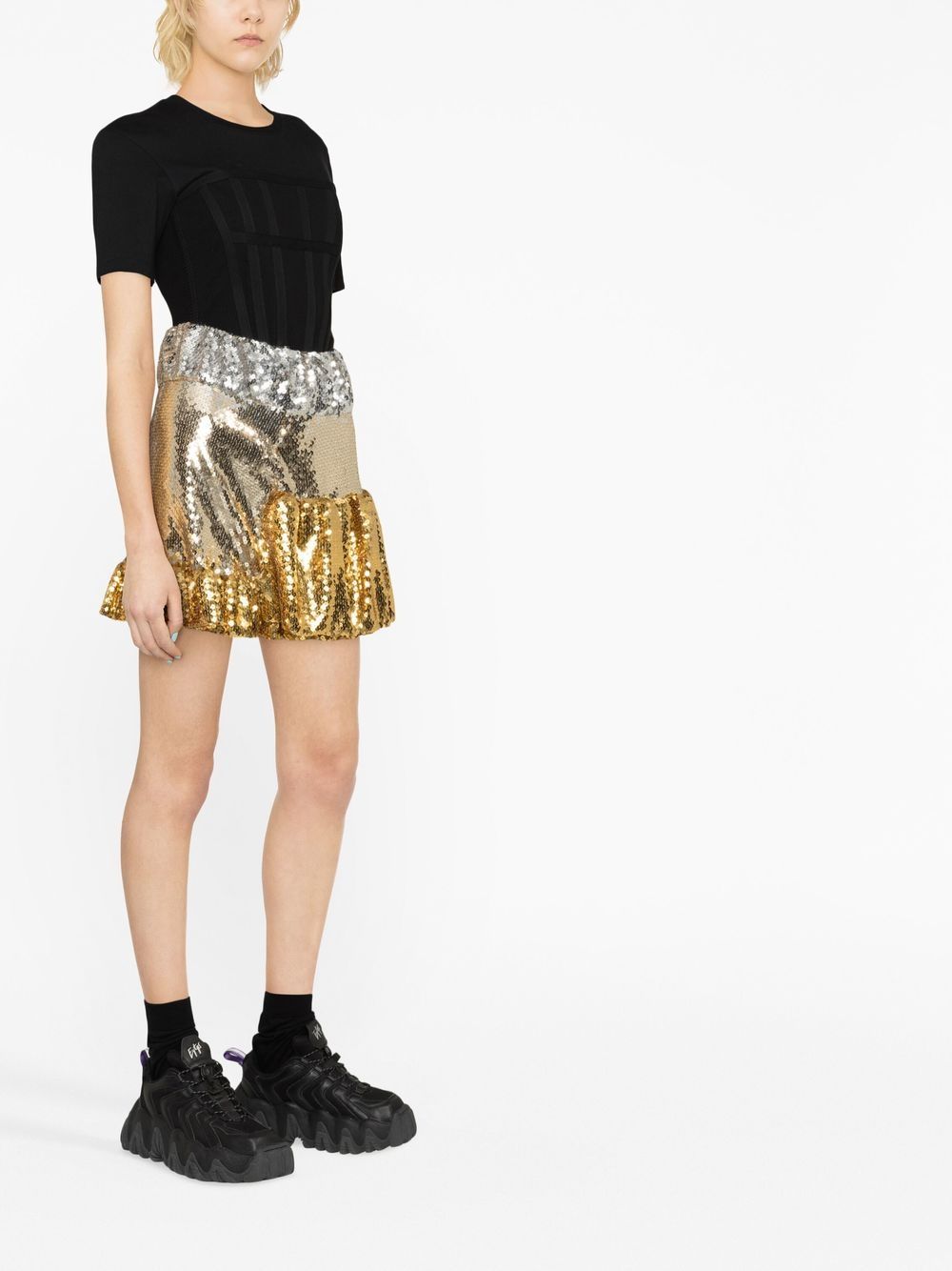 Rabanne tiered sequinned miniskirt Women