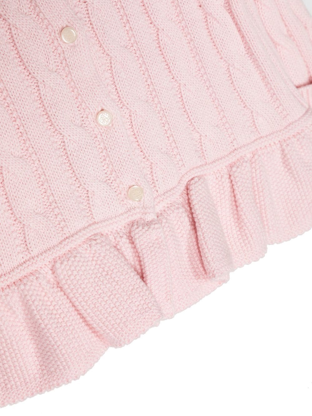 Shop Ralph Lauren Logo-embroidered Peplum Cardigan In Pink