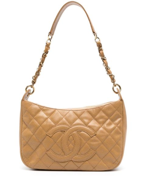 CHANEL 2002 diamond-quilted logo patch shoulder bag Women