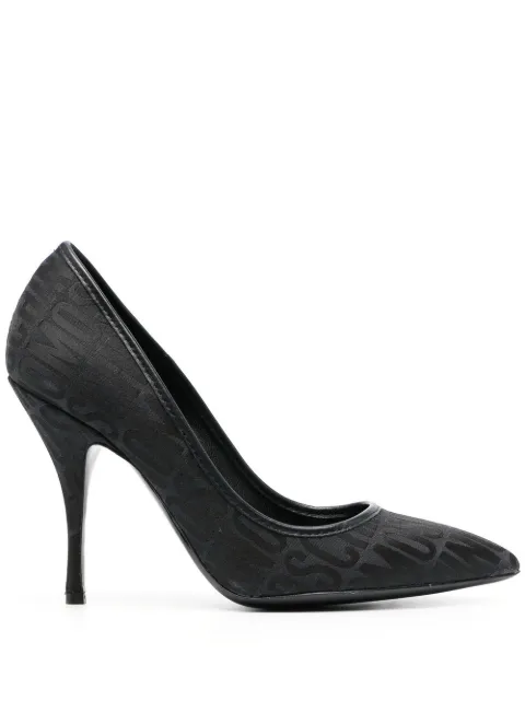 Moschino logo-pattern stiletto pumps