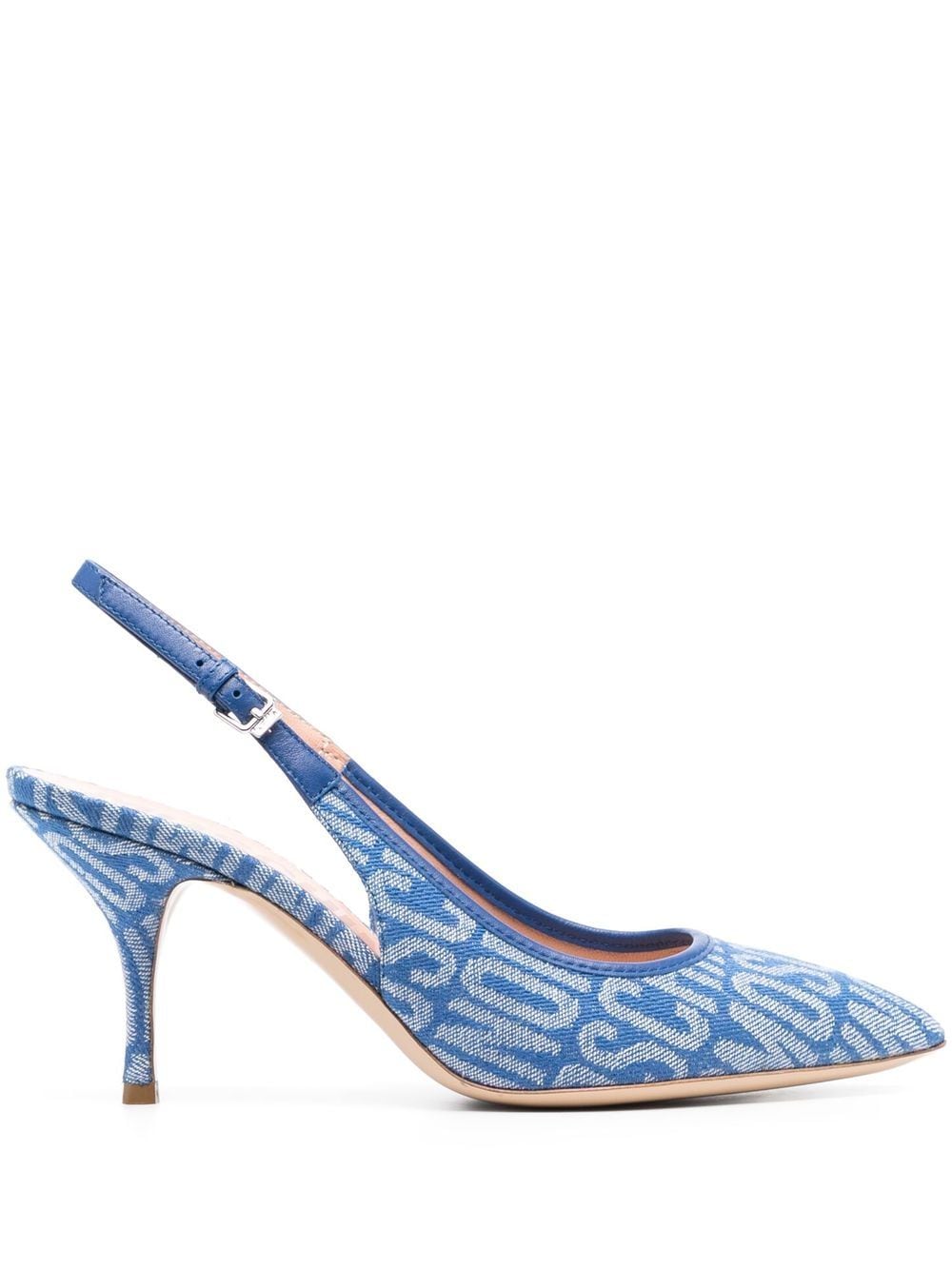 Moschino Logo-pattern Slingback Pumps In Blue