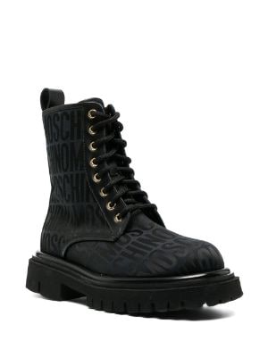 LOVE MOSCHINO Shell and leather combat boots