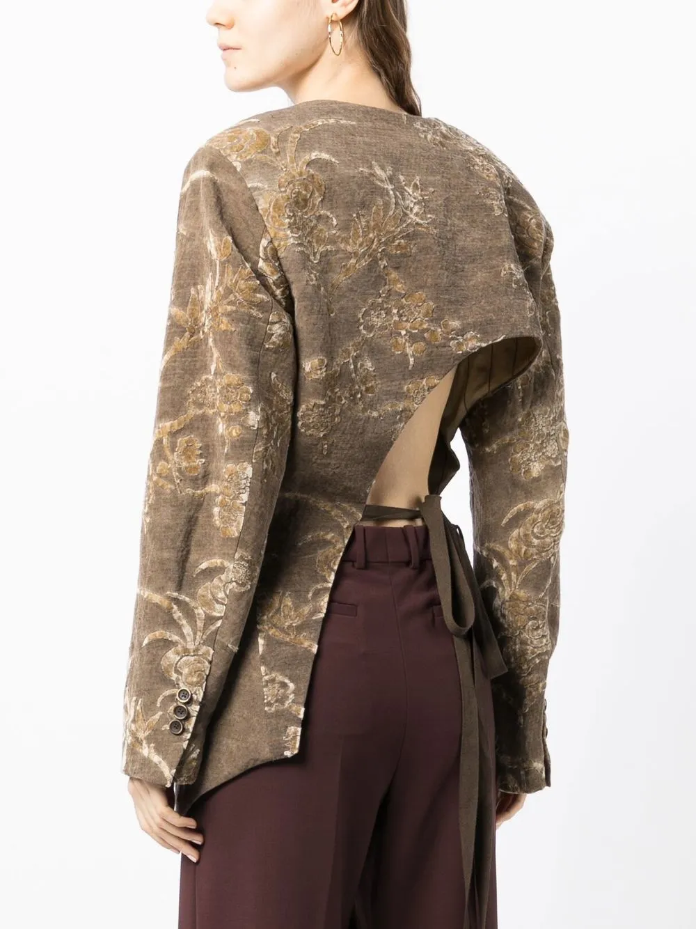 Uma Wang Karaoke Cut-out Long-sleeve Top In Brown