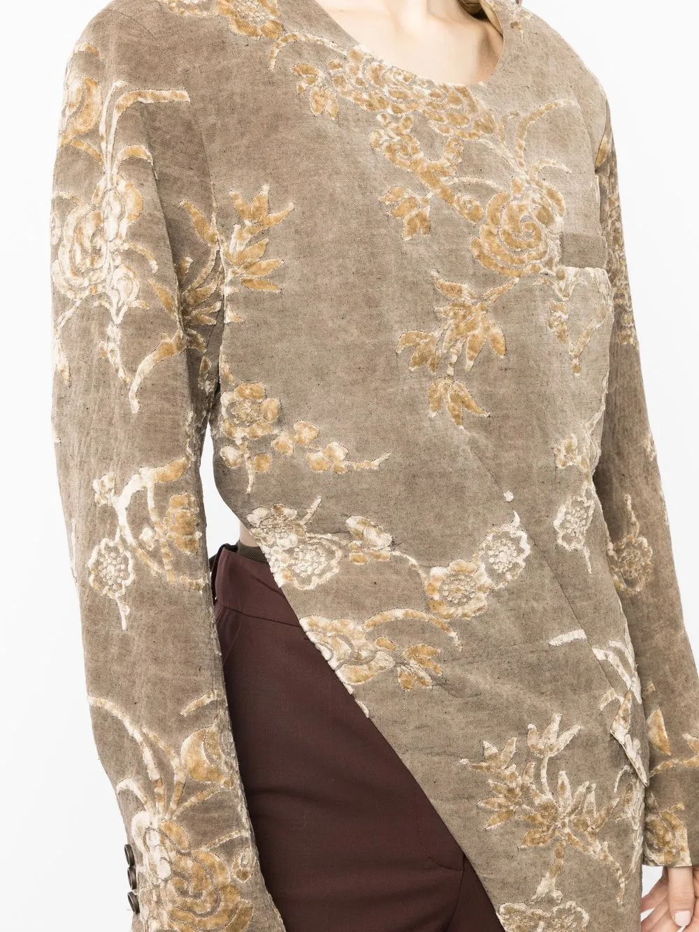 Uma Wang Karaoke Cut-out Long-sleeve Top In Brown
