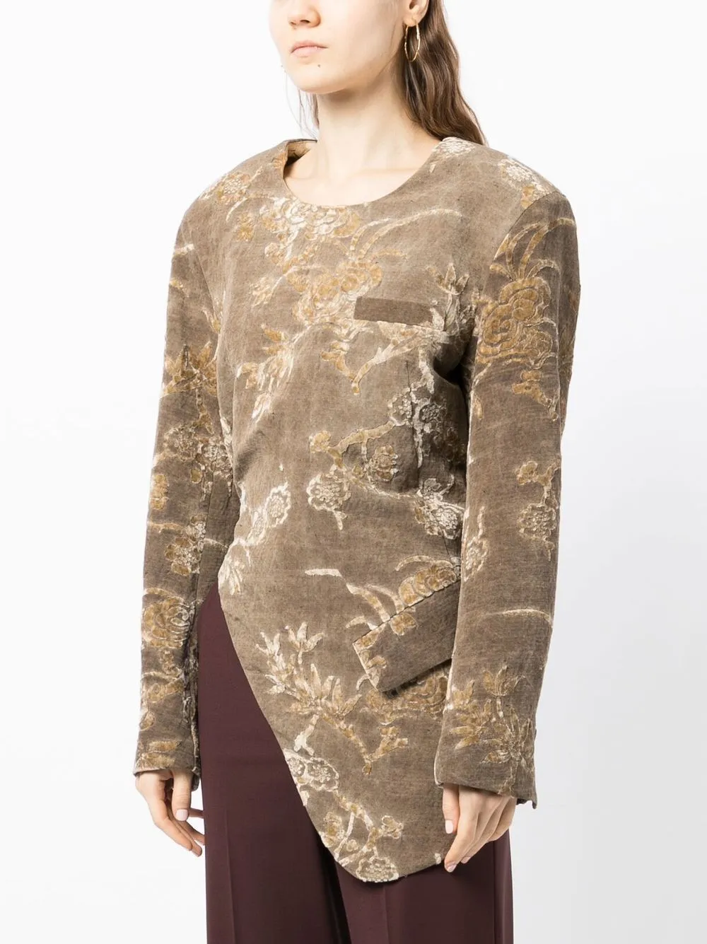 Uma Wang Karaoke Cut-out Long-sleeve Top In Brown