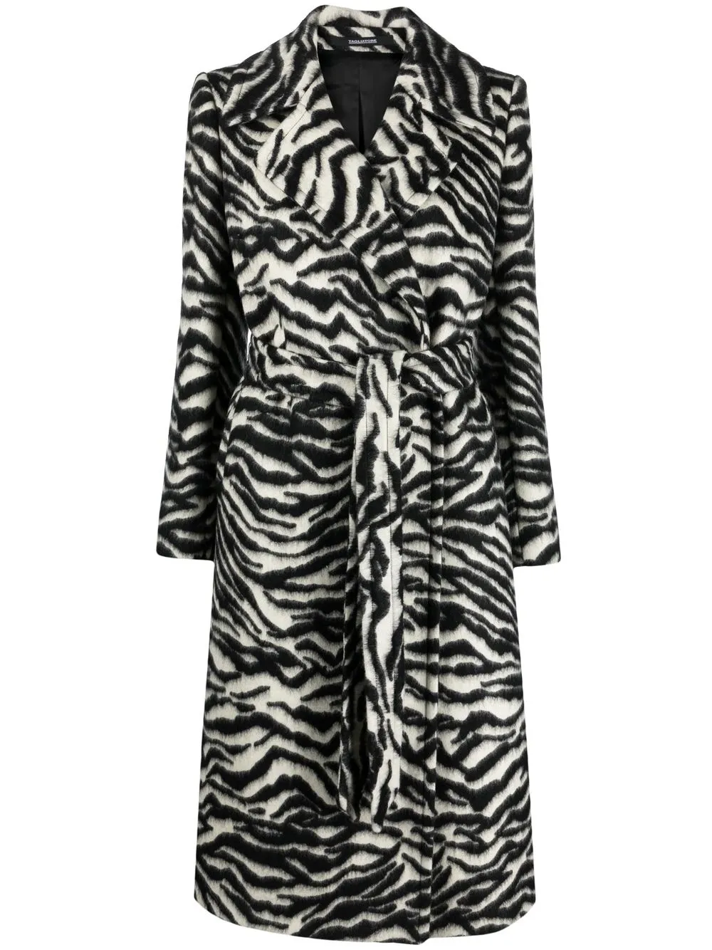 

Tagliatore zebra-print belted coat - Black