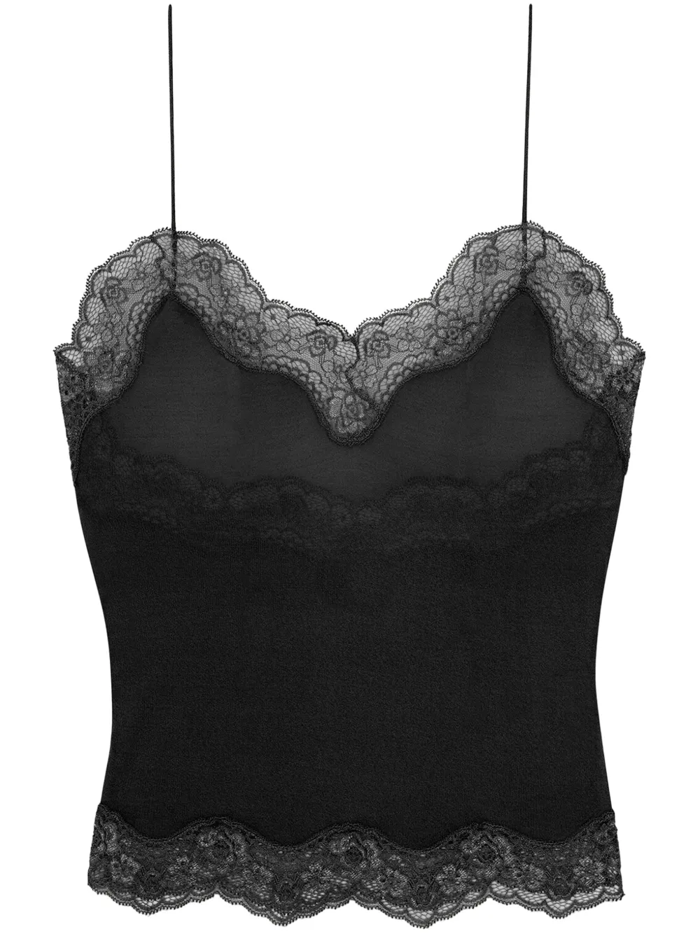 Saint Laurent floral lace cropped camisole – Black