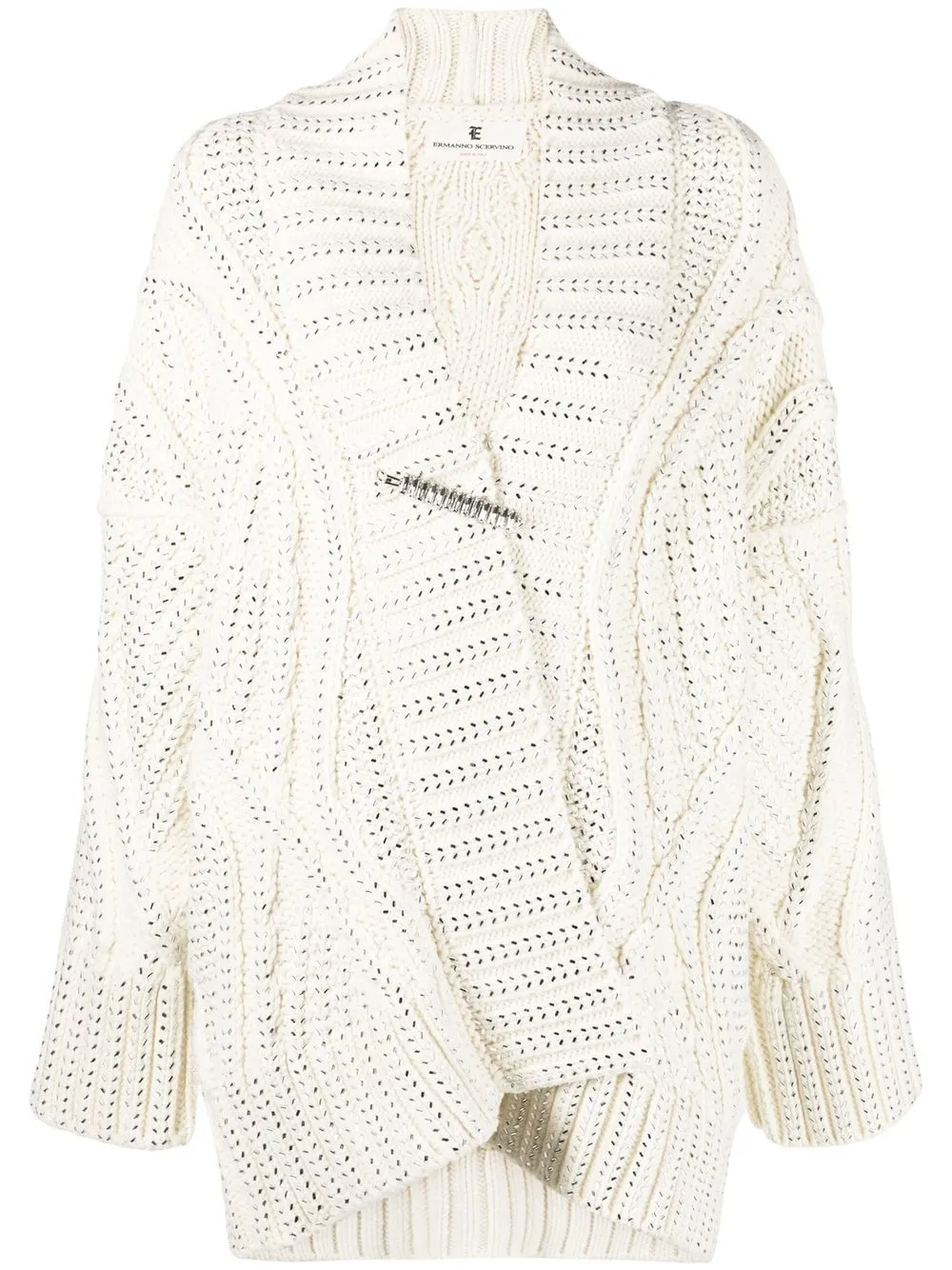 

Ermanno Scervino crystal-adorned wool cardigan - Neutrals