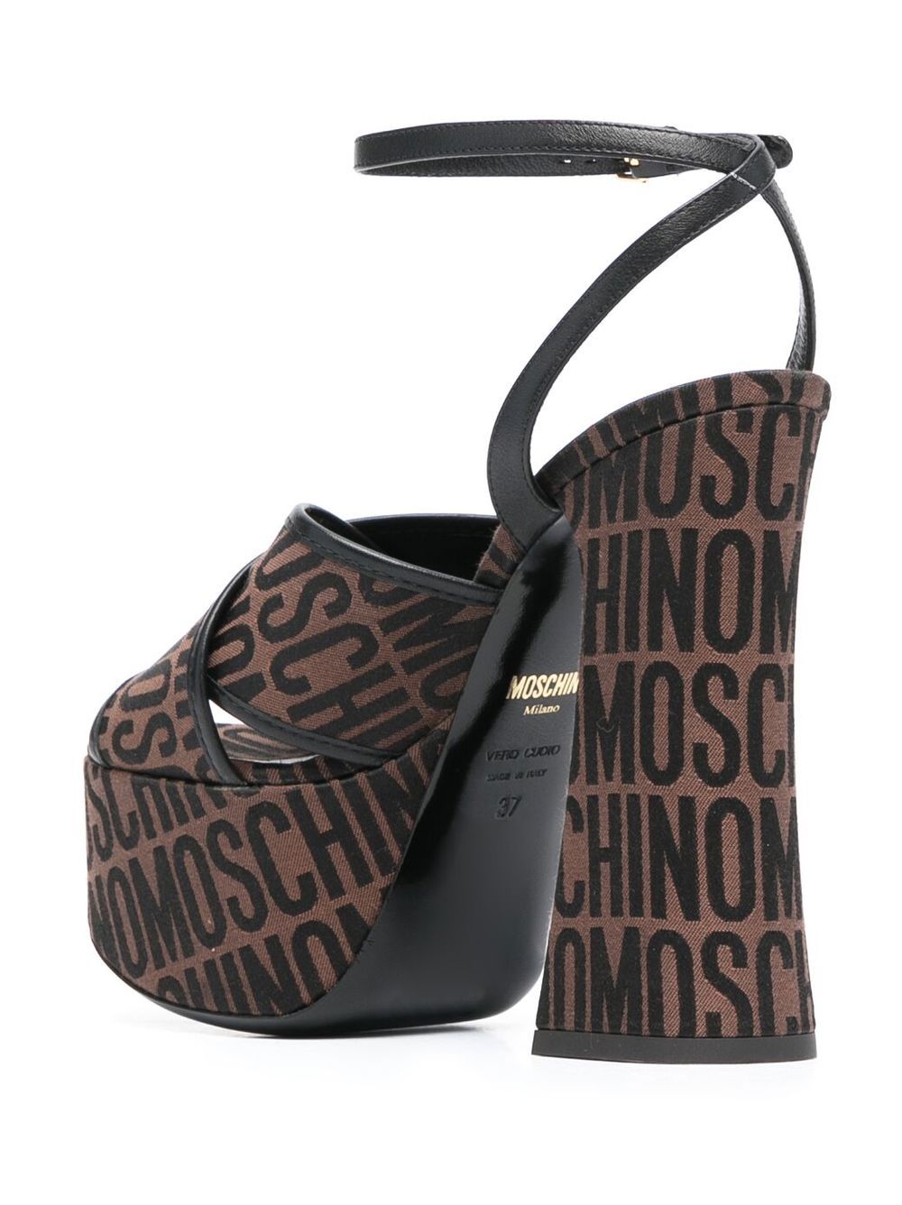 Shop Moschino 145mm Logo-print Platform Sandals In 30a - Marrone