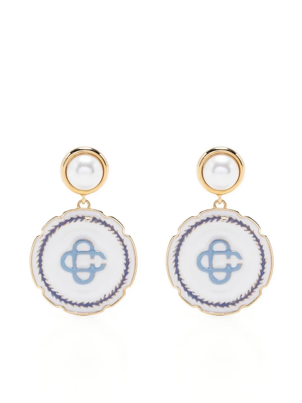 

Casablanca logo-embellished pearl earrings - White