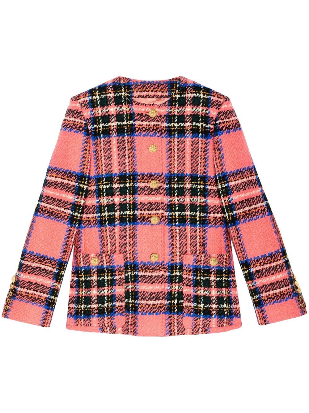 Gucci tartan-check bouclé jacket - Pink