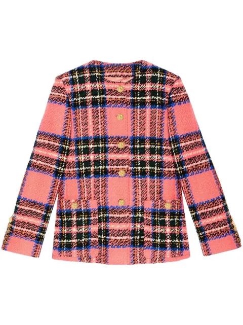 Gucci chamarra de bouclé con motivo de cuadro
